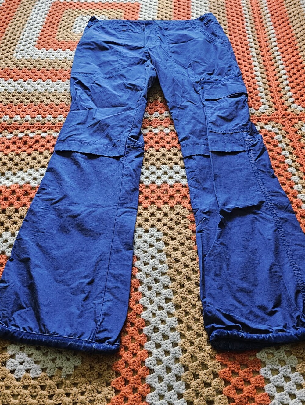 Vintage Y2K Abercrombie & Fitch Blue Nylon Womens Cargo Pants 90s Early 2000s